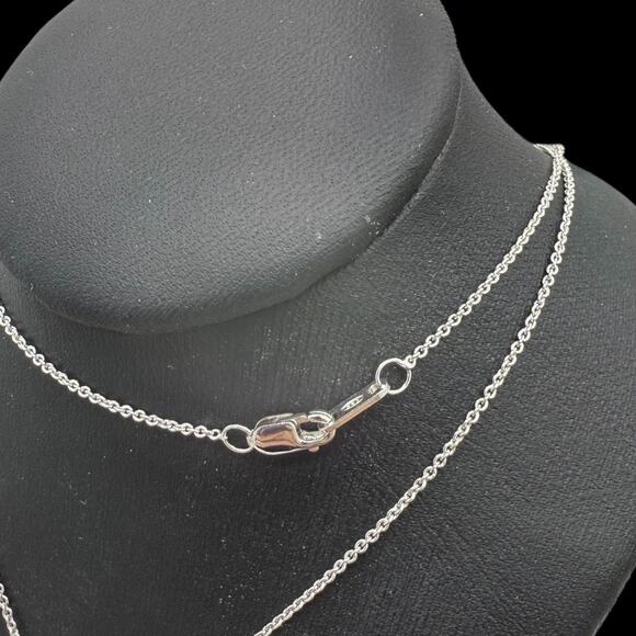 Created Opal And Sapphire Circle Pendant Necklace 18 inches Sterling Silver - Picture 4 of 4